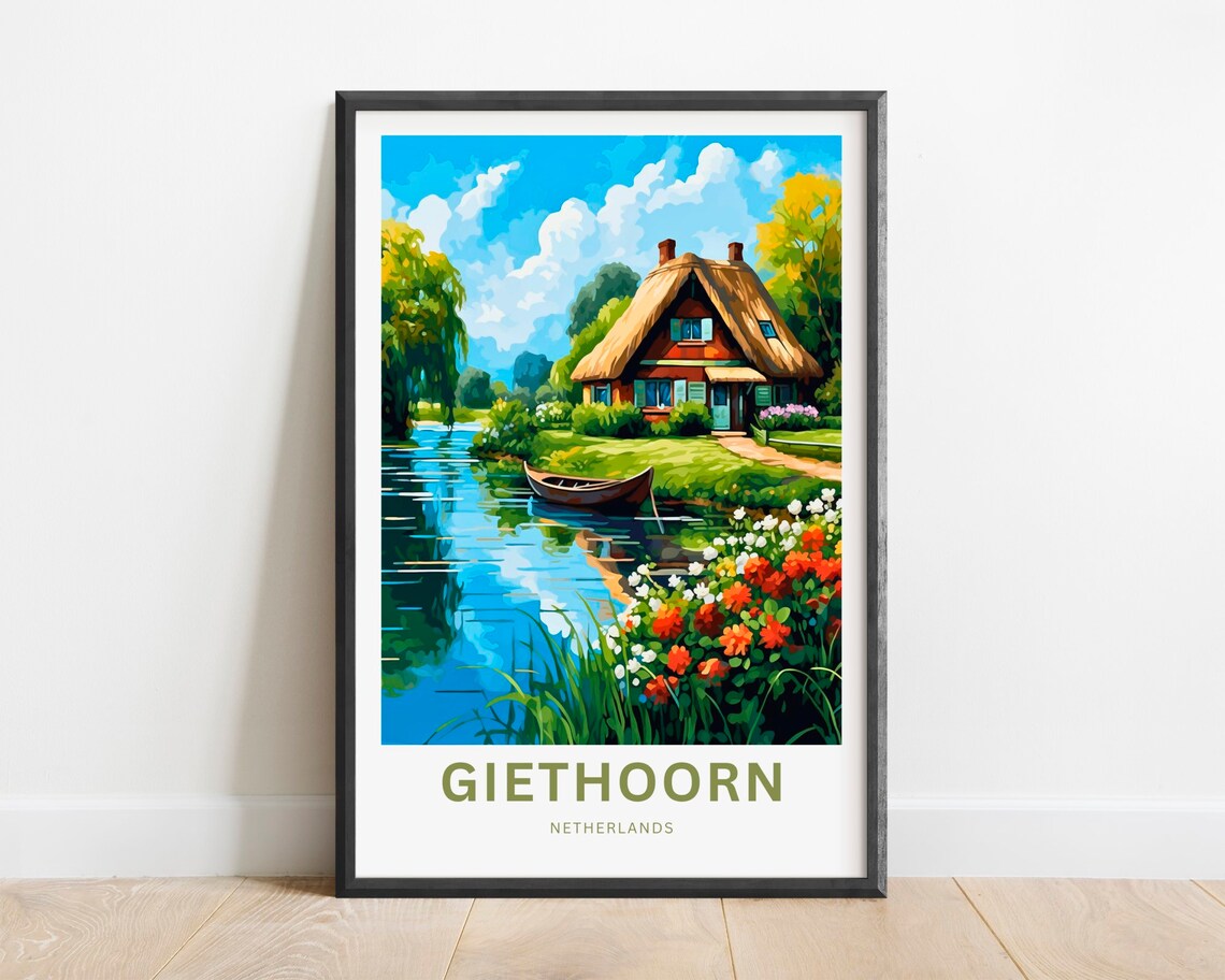 Giethoorn Travel Poster, Netherlands Wall Art