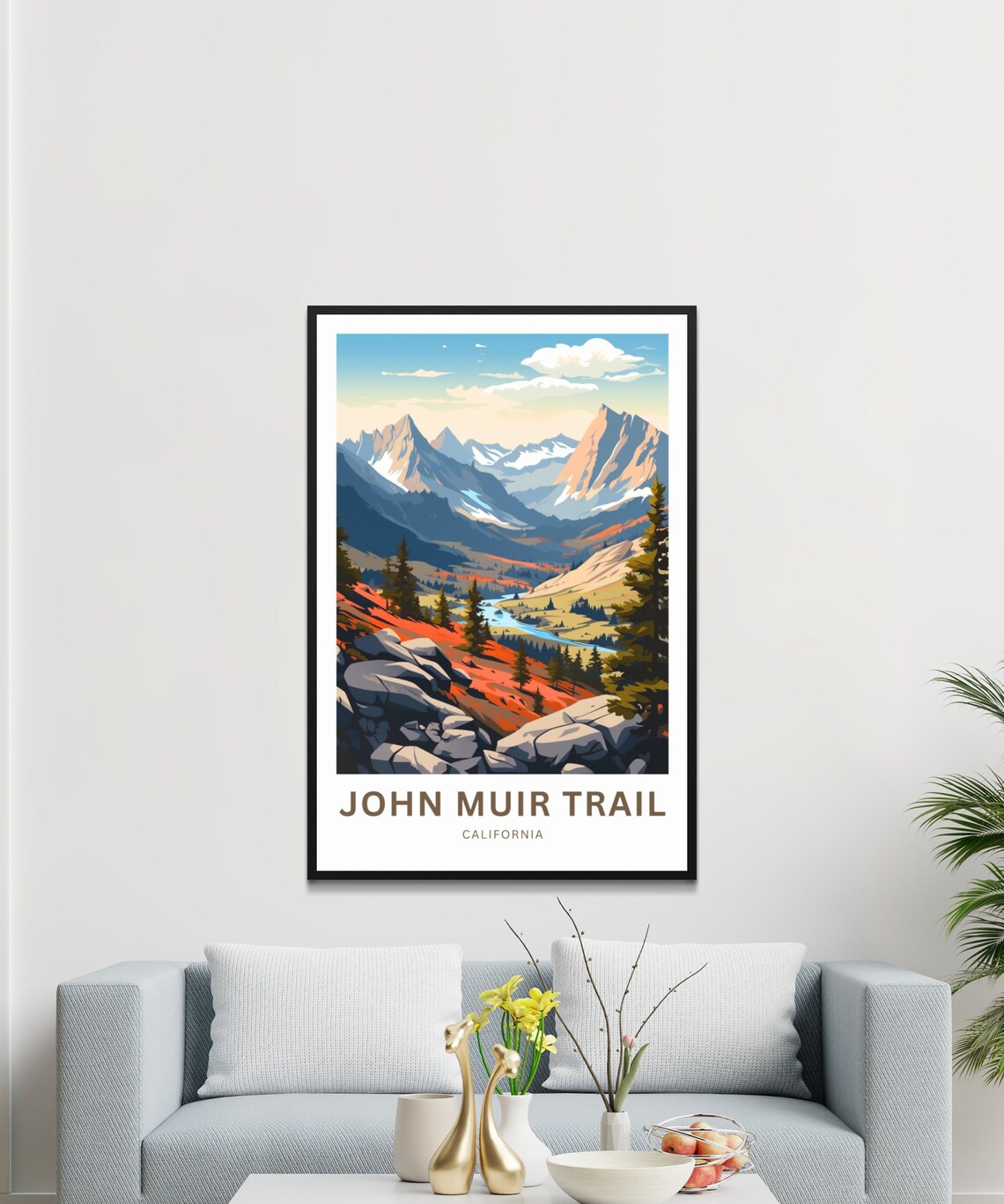John Muir Trail California Rocky Alpine Lake Autumn Valley Travel Poster - Image 3