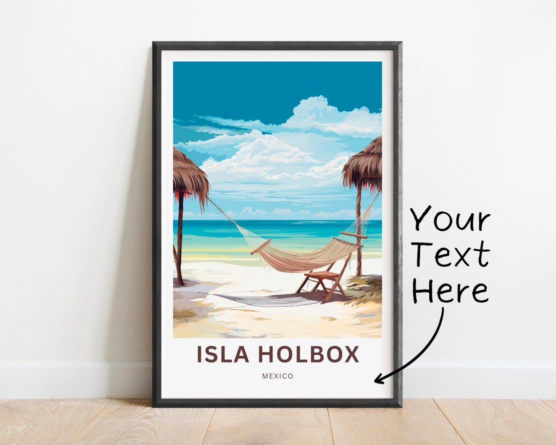 Personalized Isla Holbox Mexico Hammock on the Beach Scene Poster