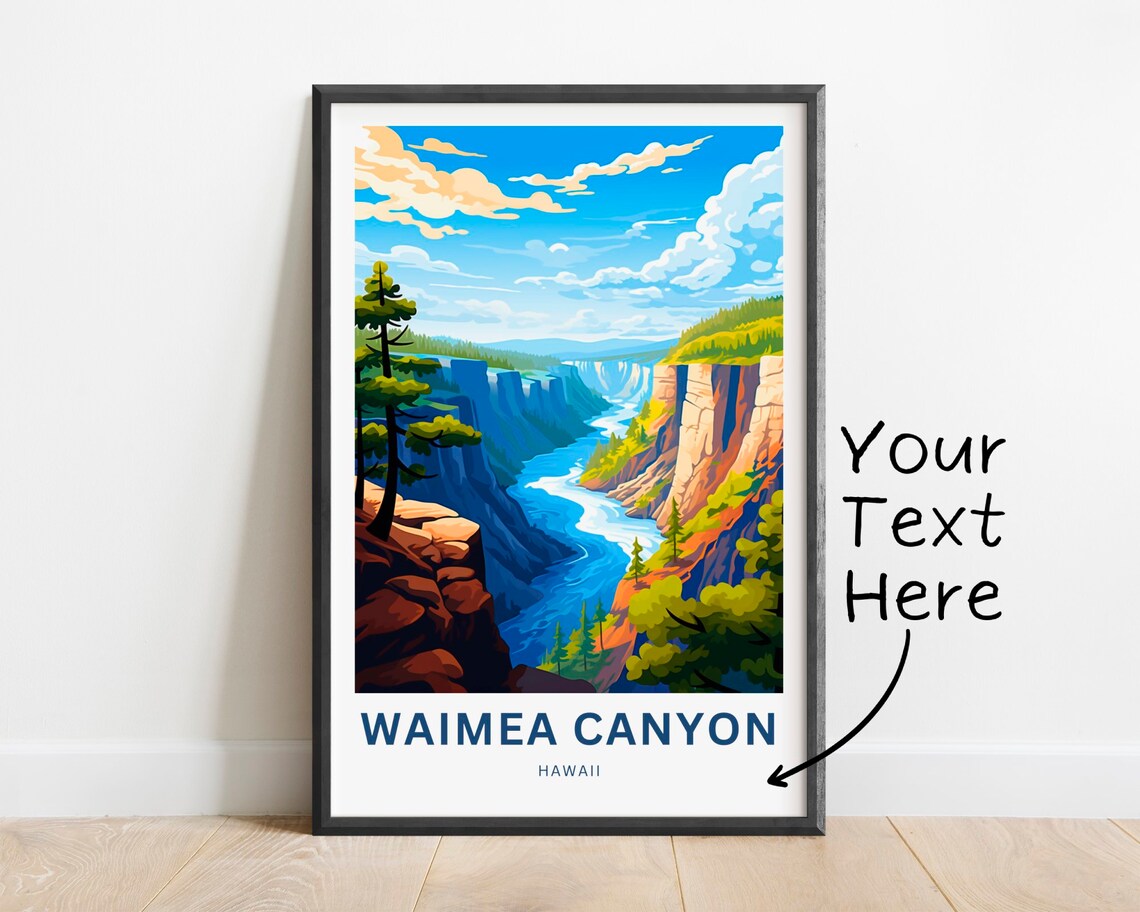 Waimea Canyon Hawaii Personalized River Gorge Scenic Travel Poster