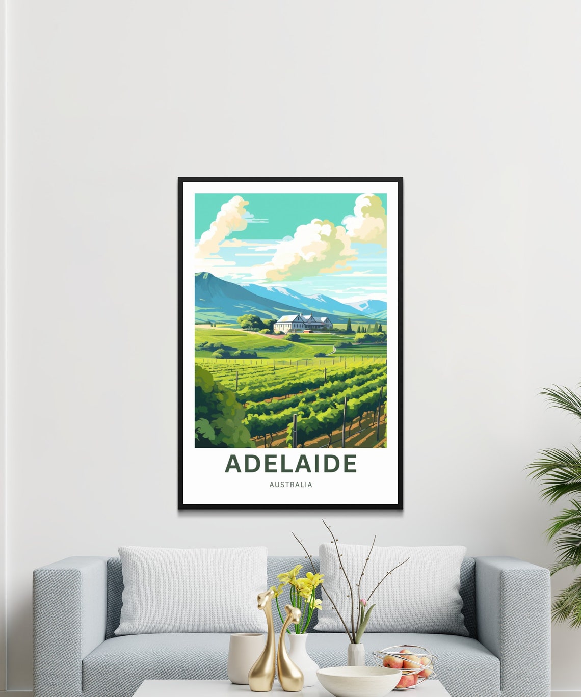 Personalized Adelaide Australia Vineyard Rows Vintage Travel Poster - Image 3