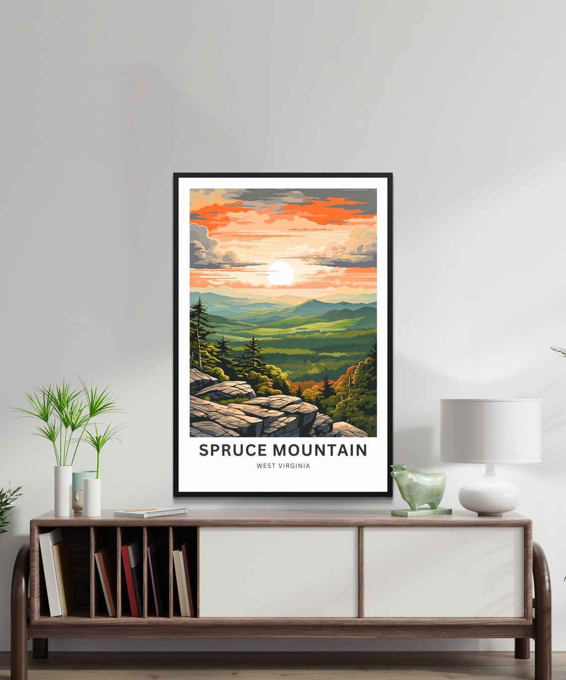 Spruce Mountain West Virginia Rocky Ridge Sunset Travel Poster - Image 2
