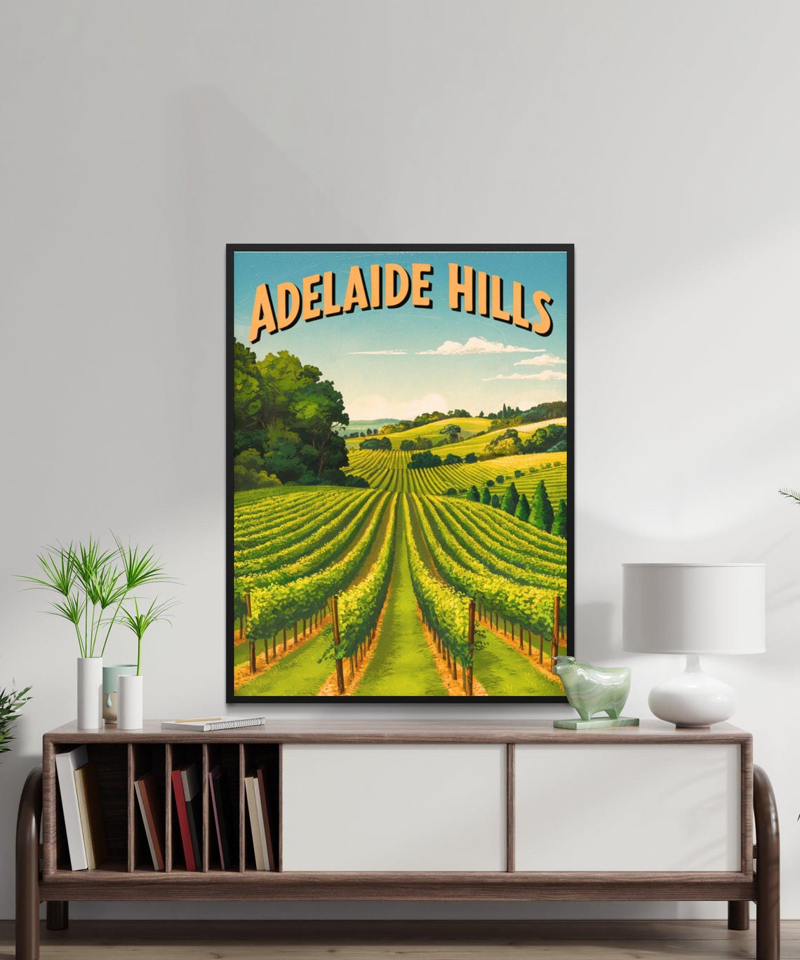 Adelaide Hills Australia Vintage Vineyard Rolling Hills Poster - Image 3