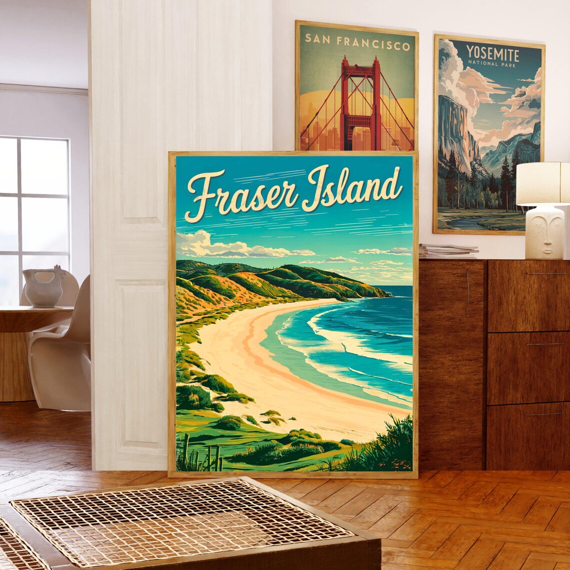 Fraser Island Australia Golden Beach Cove Vintage Travel Poster - Image 5