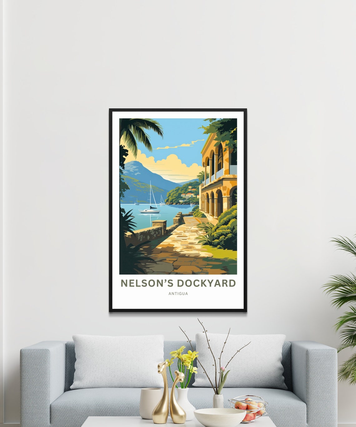 Personalized Nelsons Dockyard Antigua Stone Terrace Travel Poster - Image 3