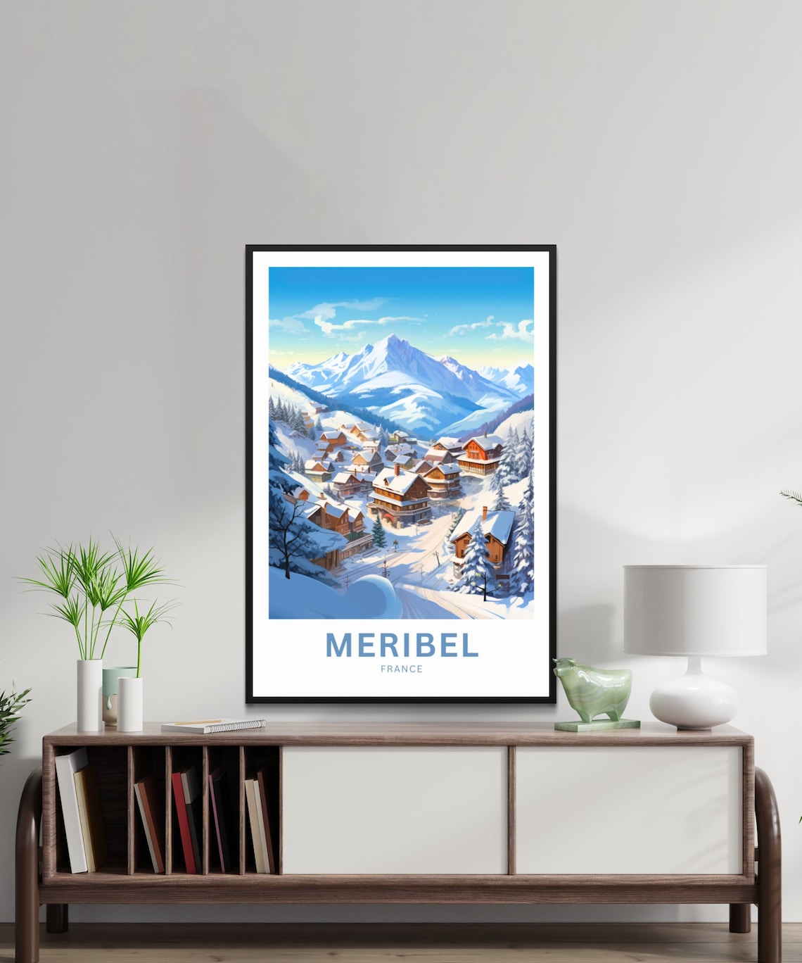 Meribel France Snowy Ski Village Chalets Retro Alpine Winter Poster - Image 2