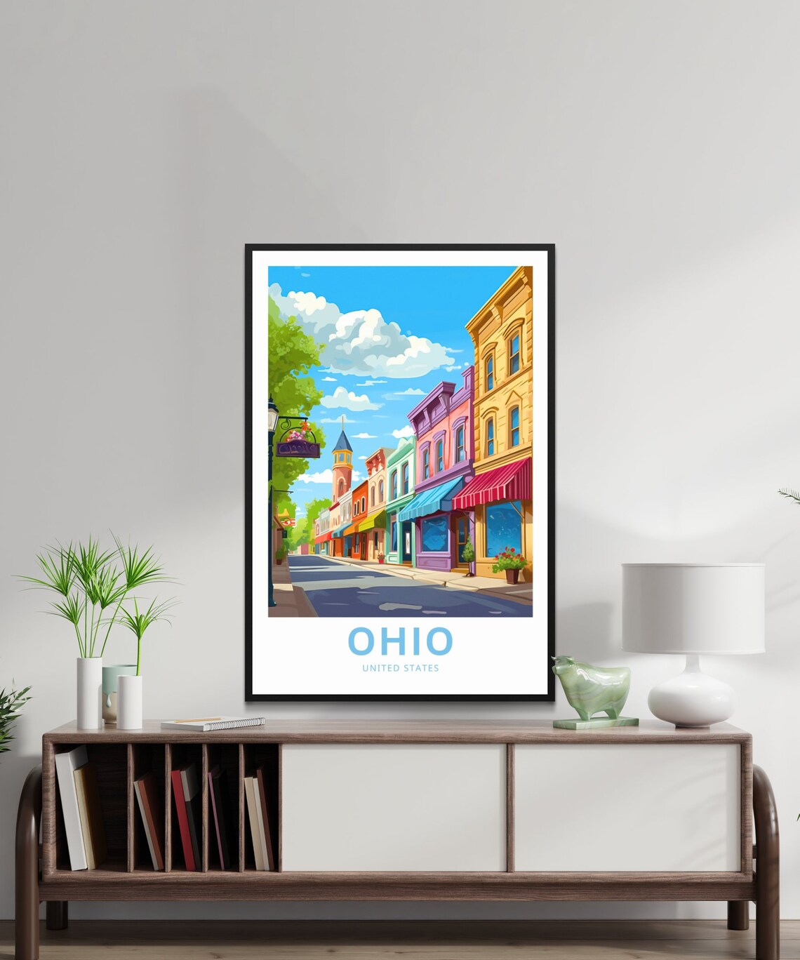 Ohio United States Small Town Colorful Main Street Travel Poster - Image 2