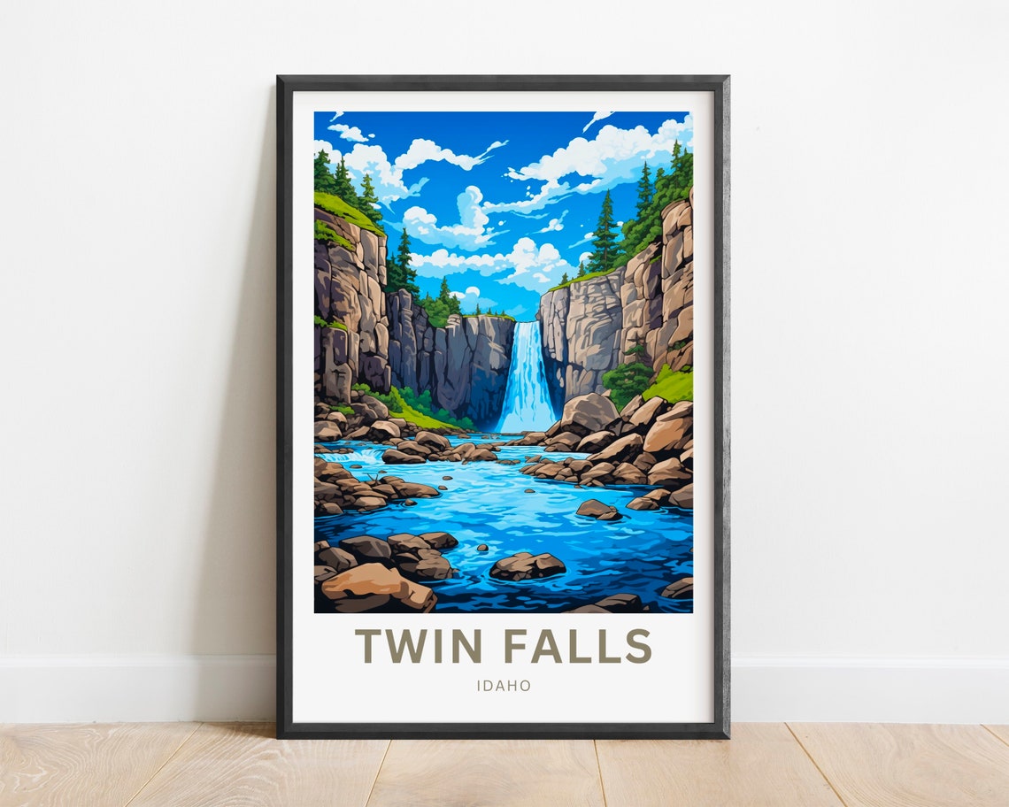 Twin Falls Idaho Waterfall Canyon Gorge Scenic River View Poster