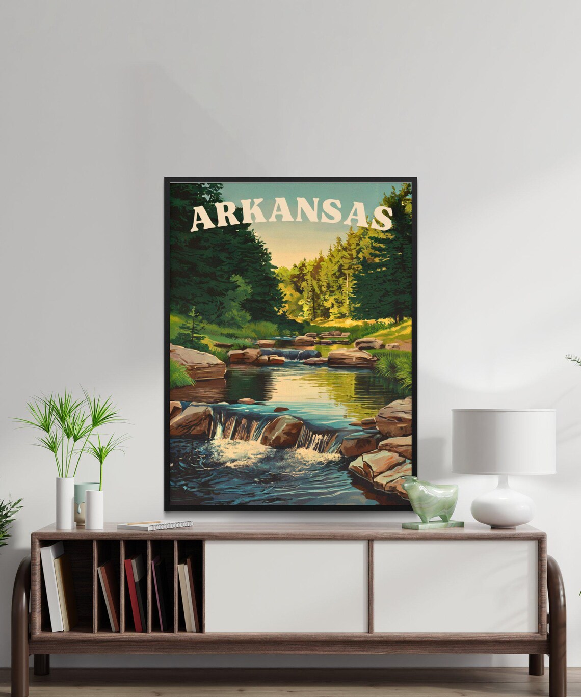 Arkansas Rocky Pine Forest Stream Falls Vintage Travel Poster - Image 3