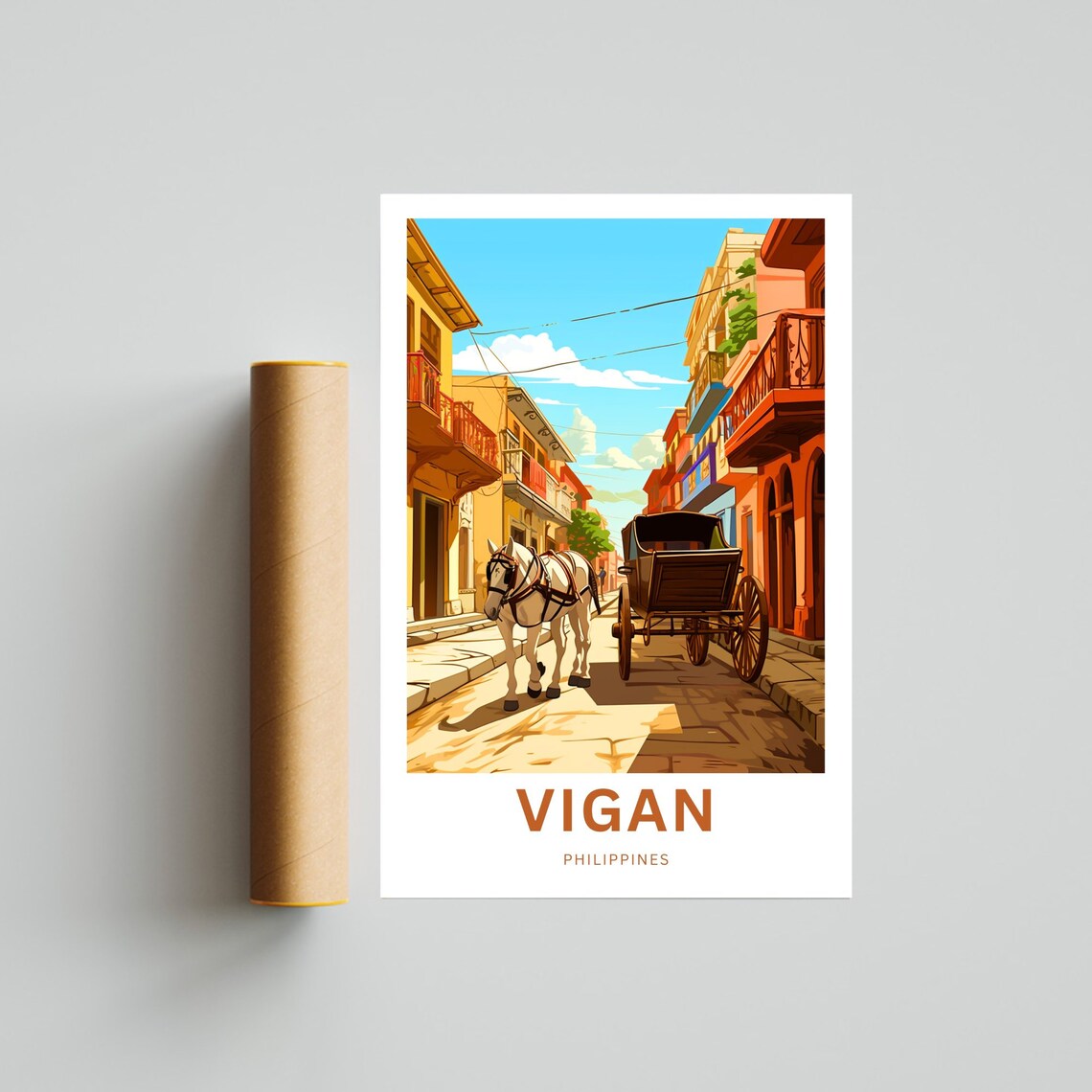 Vigan Philippines Kalesa Horse Carriage Heritage Travel Poster - Image 4