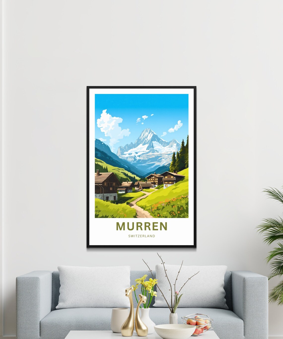 Murren Switzerland Summer Alpine Chalets Wildflower Travel Poster - Image 4
