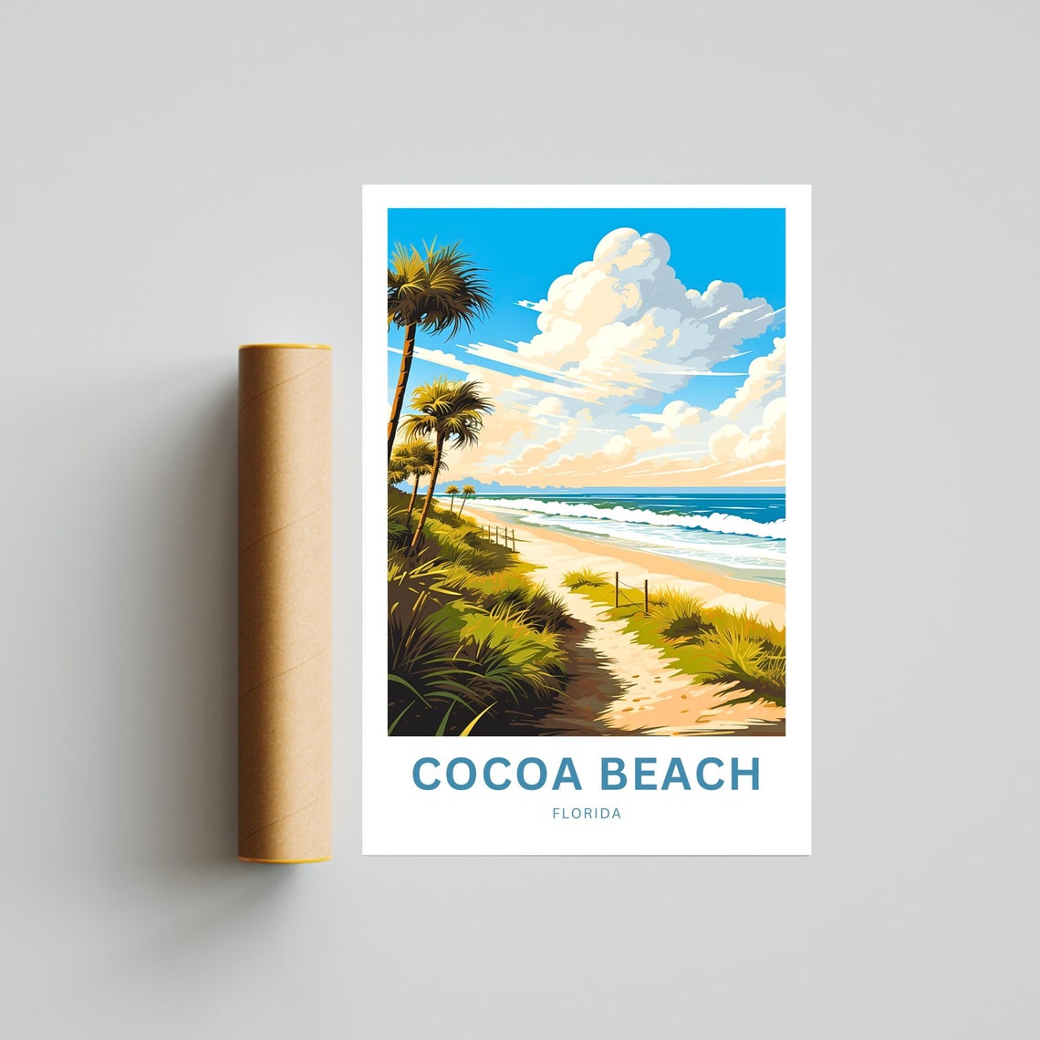 Personalized Cocoa Beach Florida Dunes Path Custom Travel Poster - Image 4