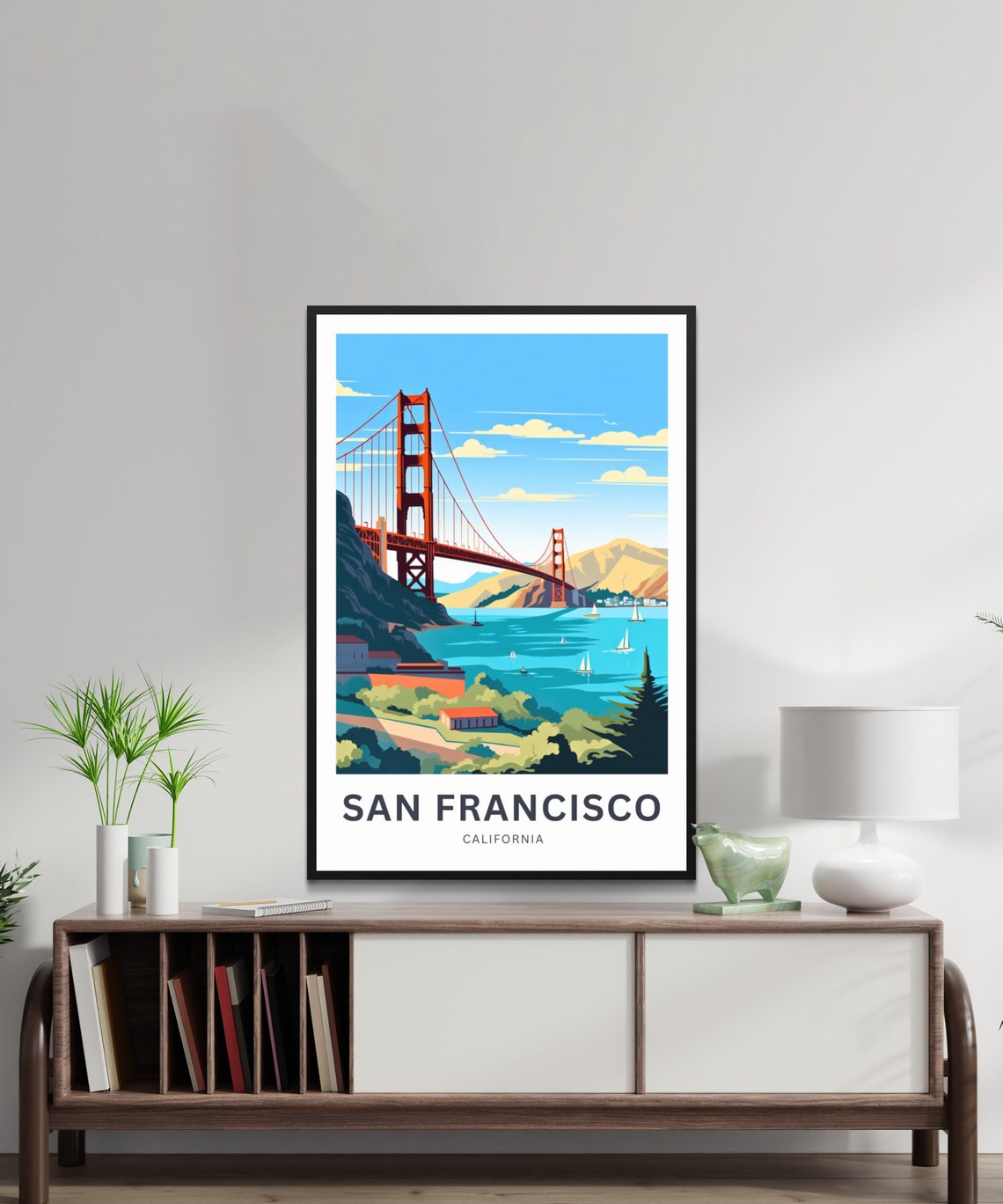 Personalized San Francisco Golden Gate Bridge Bay Sailboats Poster - Image 2