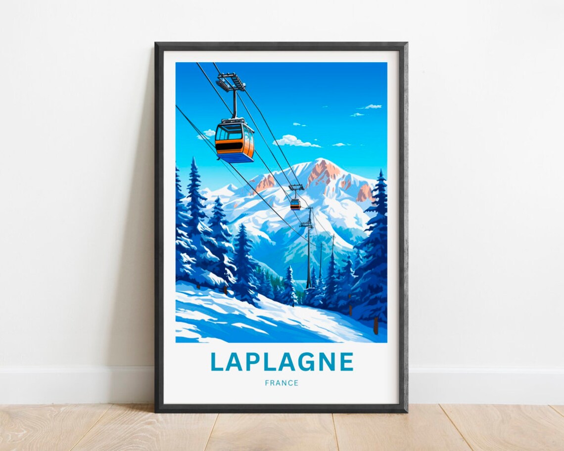 Laplagne France Alpine Ski Gondola Ride Mountain View Poster