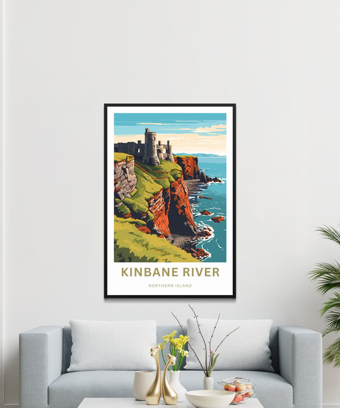 Kinbane River Northern Island Castle Red Cliffs Sunset Travel Poster - Image 3