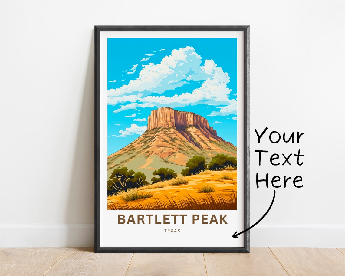 Bartlett Peak Texas Red Rock Desert Cliffs Vintage Travel Poster - Image 2