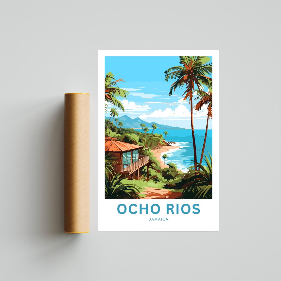 Ocho Rios Jamaica Beach Cabin Personalized Tropical Hideaway Poster - Image 4