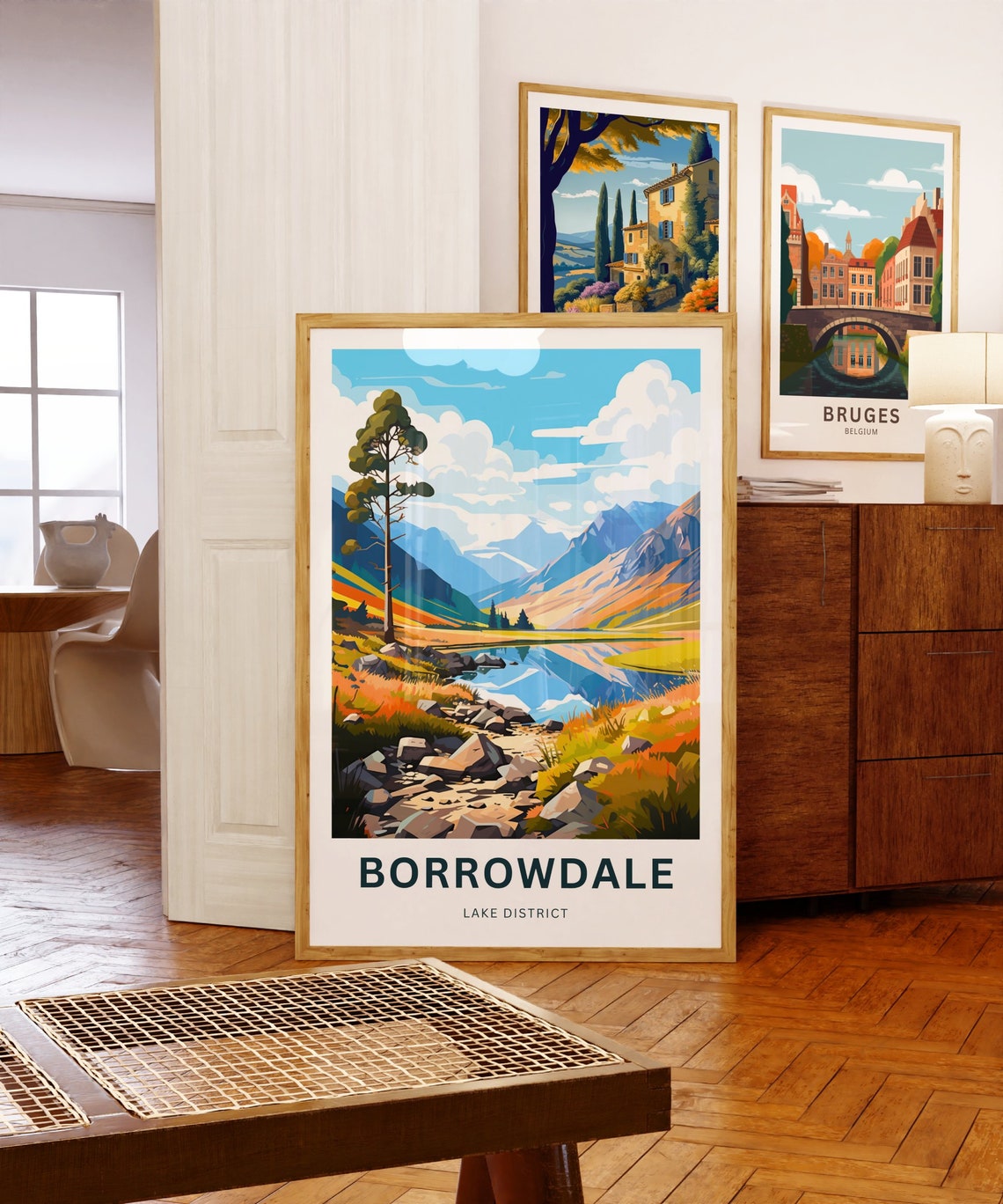 Borrowdale Lake District Autumn Mountain Stream Travel Poster - Image 5