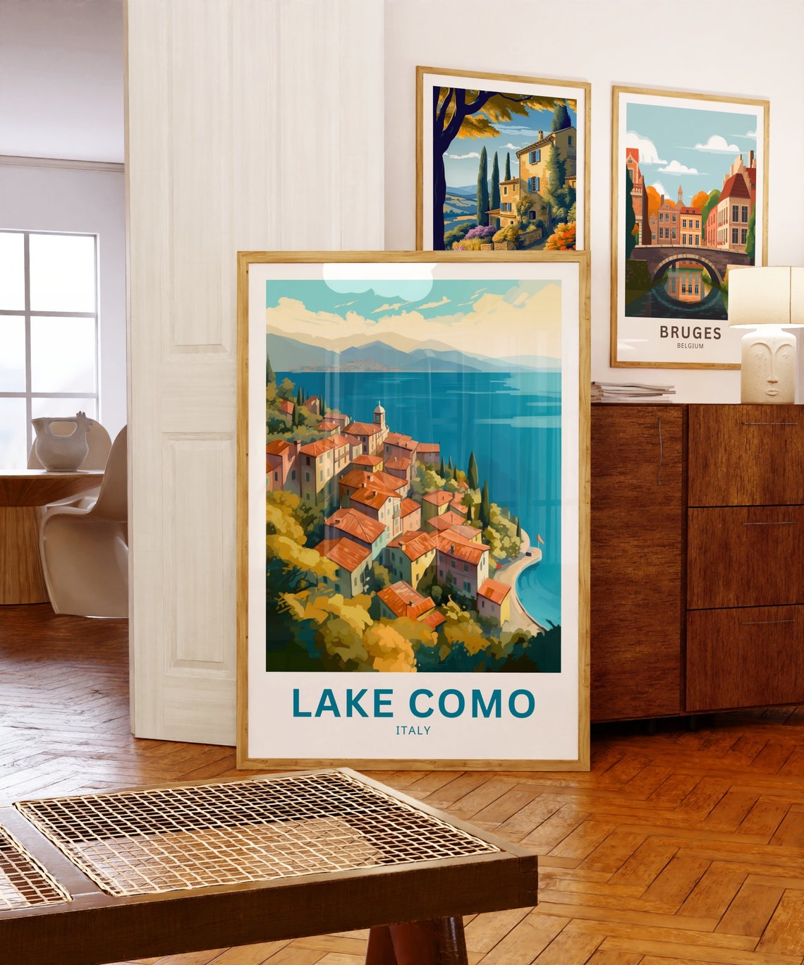 Lake Como Italy Lakeside Village Colorful Rooftops Travel Poster - Image 5
