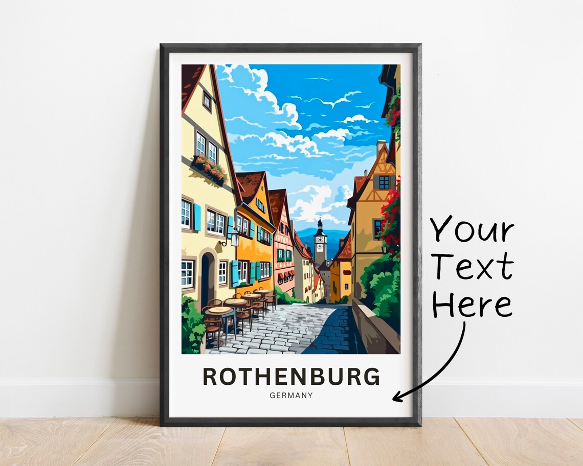 Rothenburg Germany Half Timbered Cobblestone Street Travel Poster