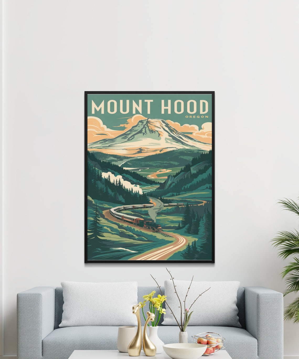 Mount Hood Oregon Vintage Travel Poster Steam Train Mountain View