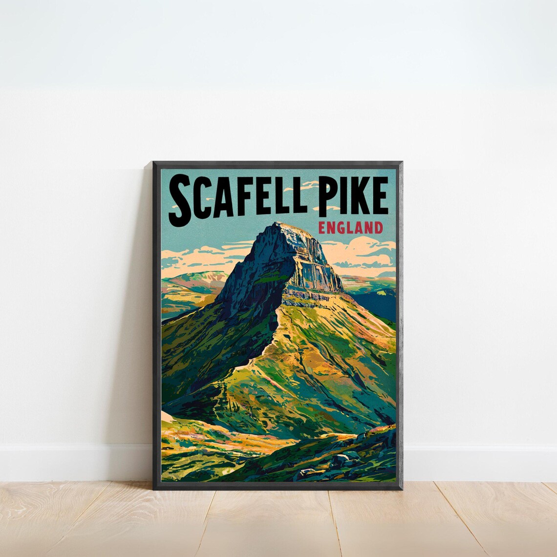 Scafell Pike England Retro Vintage Mountain Art Travel Poster