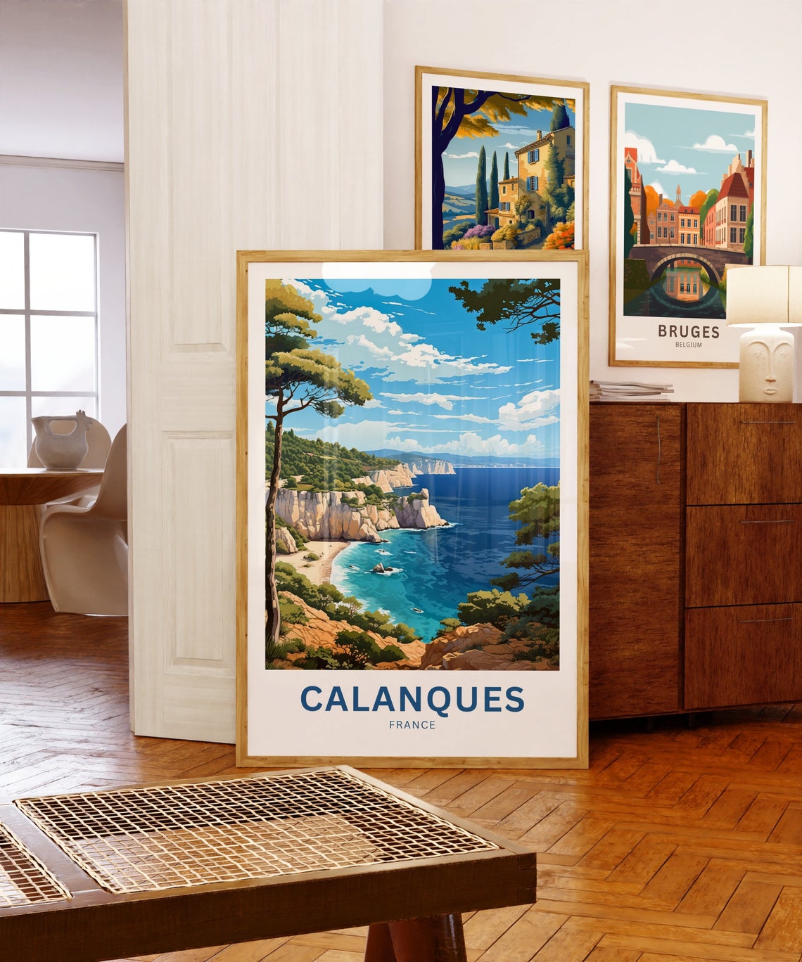 Calanques France White Cliffs Sandy Beach Seaside Scenery Poster - Image 5