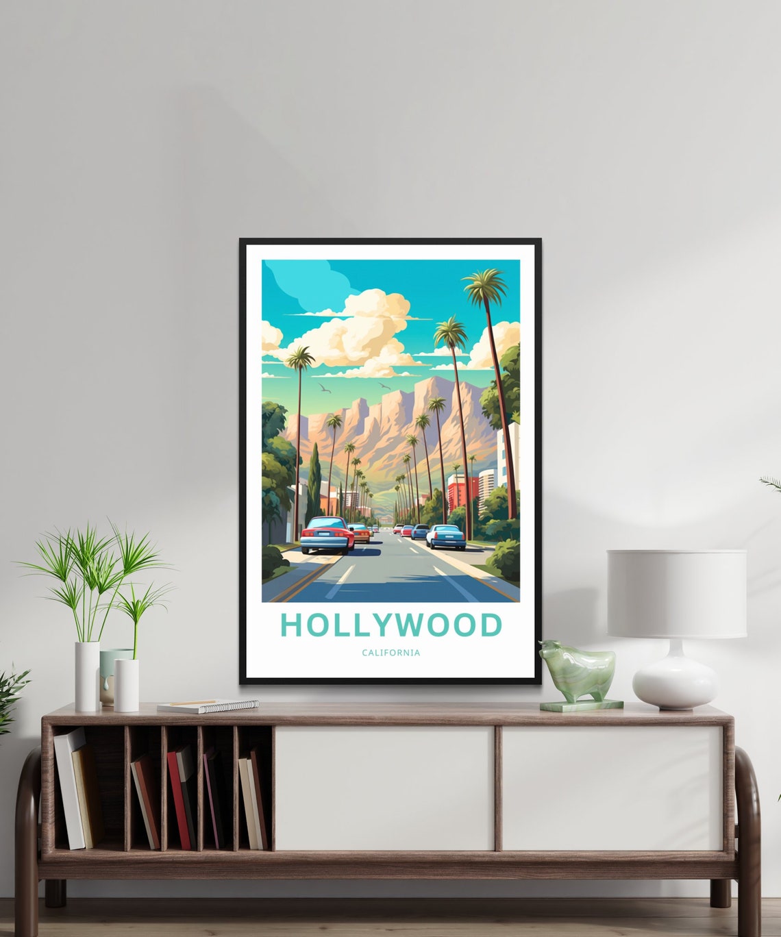 Hollywood California Sunset Palm Street Personalized Retro Poster - Image 2
