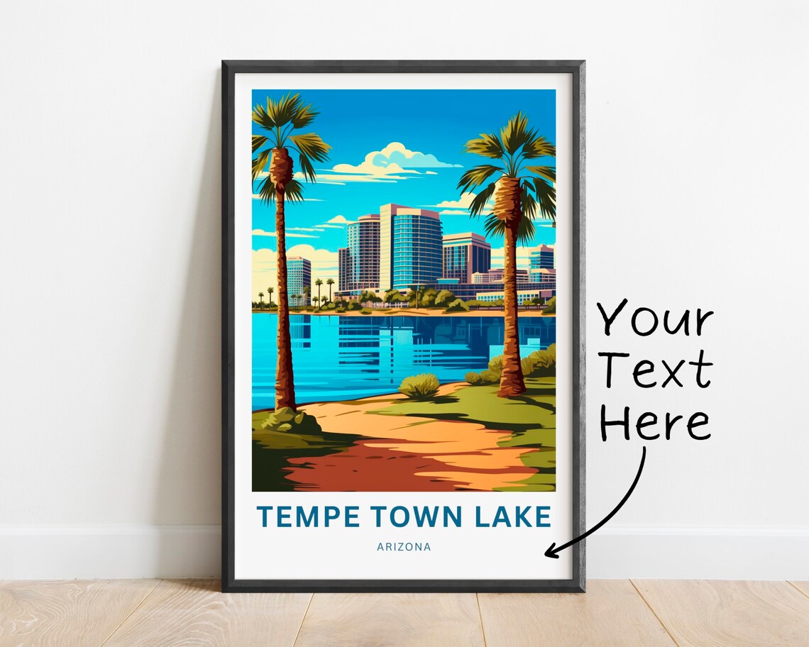 Tempe Town Lake Arizona Skyline Palm Trees Personalized Poster