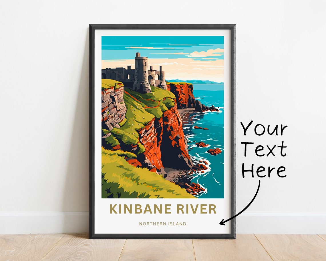 Personalized Kinbane River Castle Cliffs Custom Travel Poster