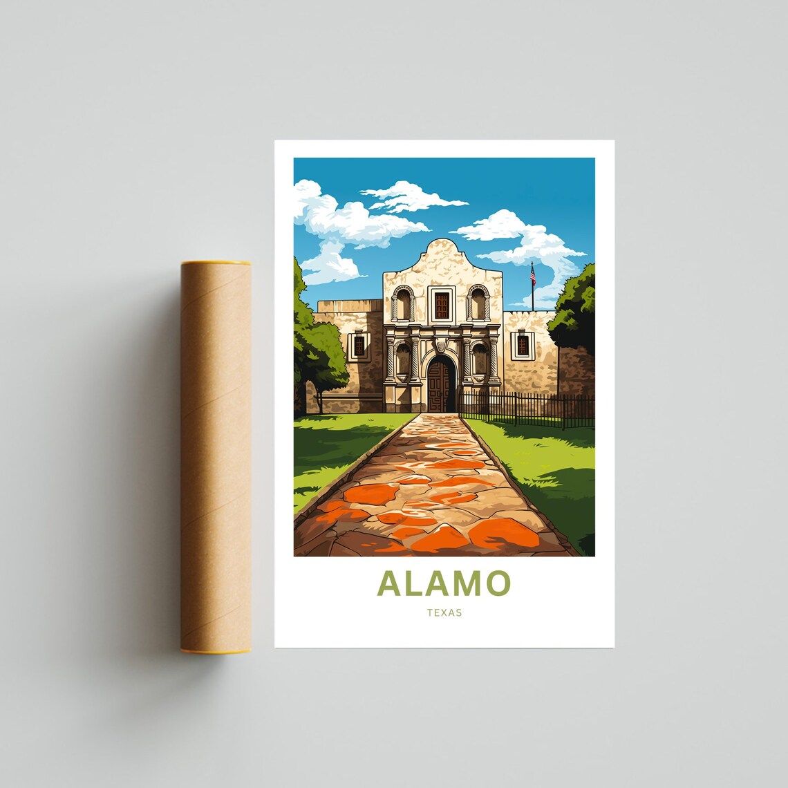 Alamo Front Facade Texas Mission San Antonio Historic Travel Poster - Image 4
