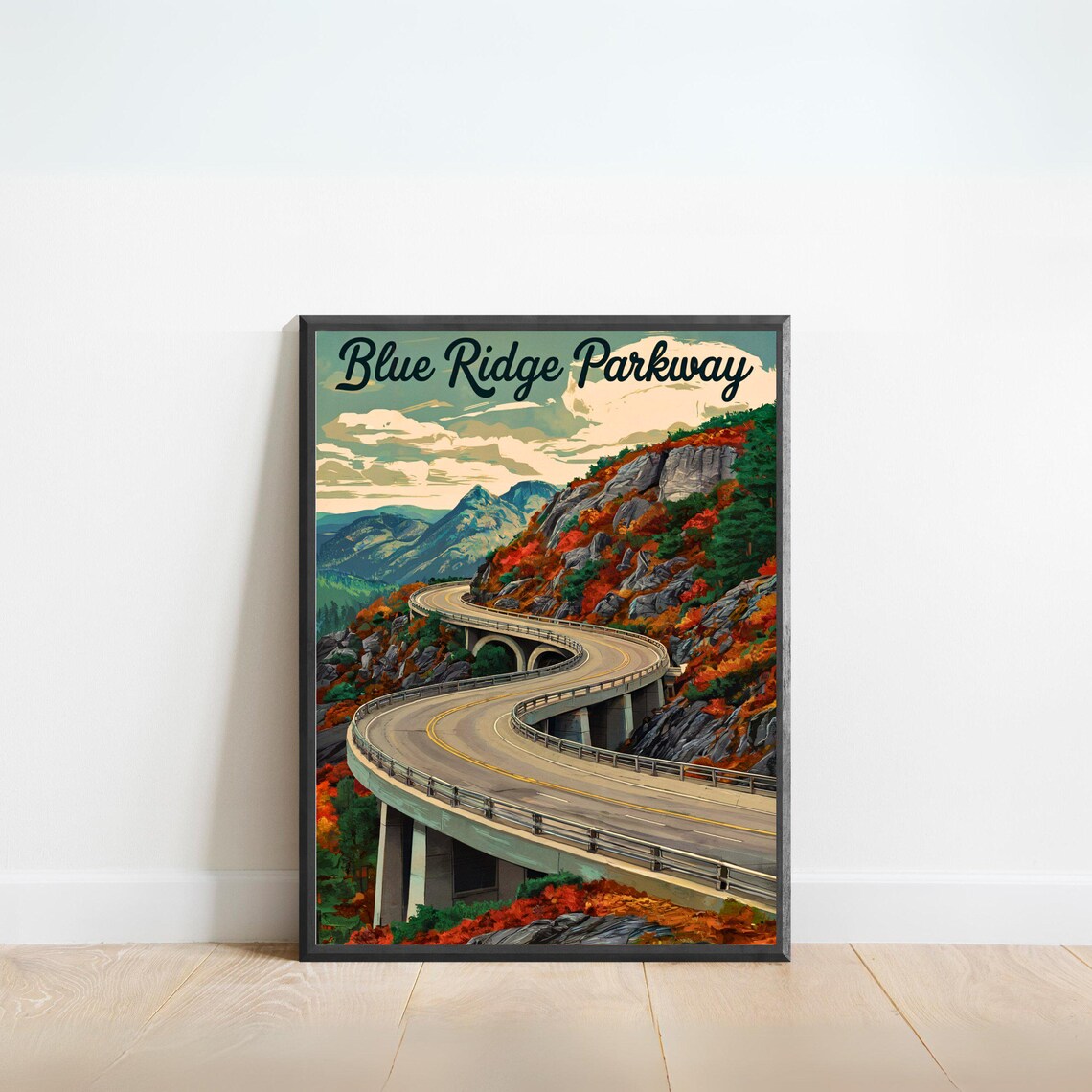 Blue Ridge Parkway Autumn Winding Mountain Highway Travel Poster