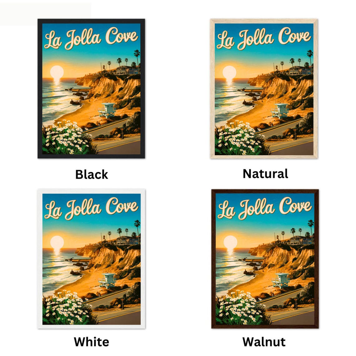 La Jolla Cove California Sunset Beach Lifeguard Tower Travel Poster - Image 4