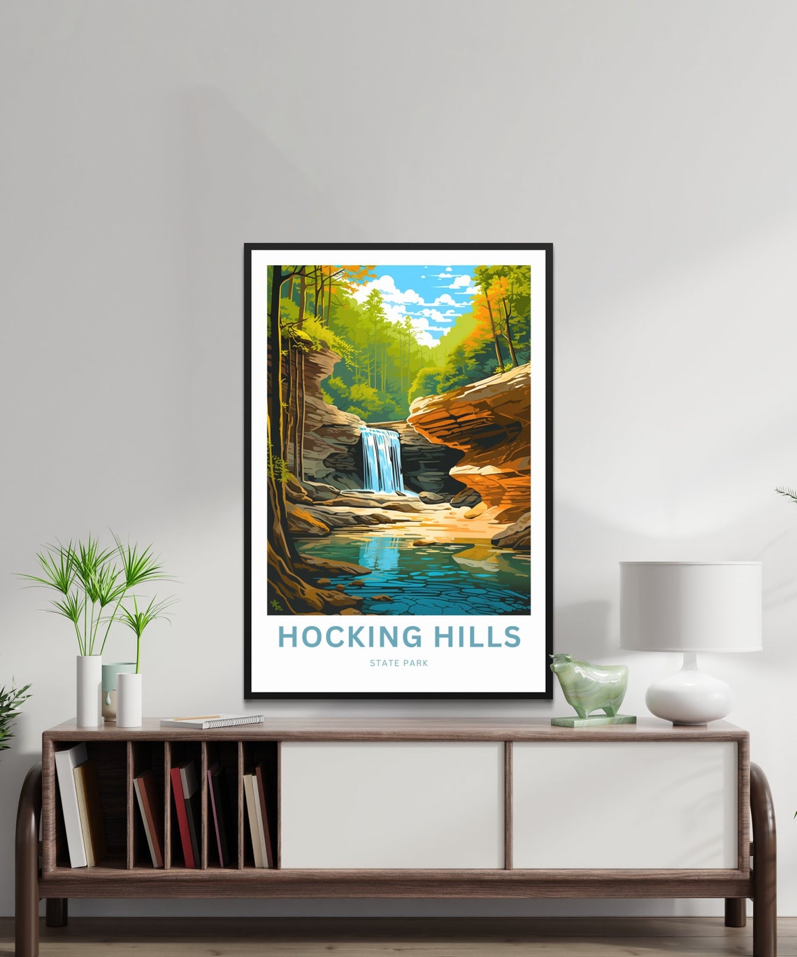 Hocking Hills State Park Sandstone Canyon Waterfall Scene Poster - Image 2