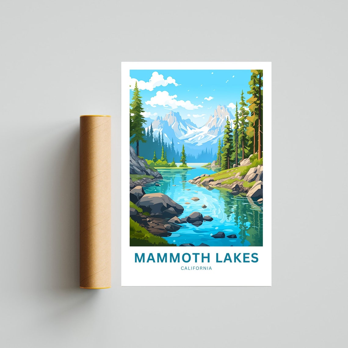 Mammoth Lakes California Alpine Lake Reflection Vintage Travel Poster - Image 4