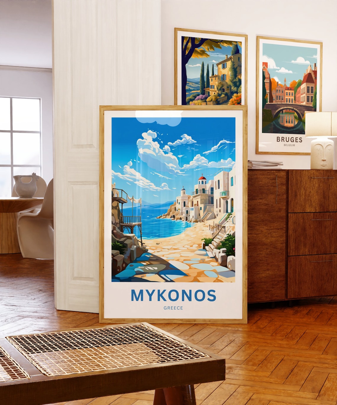 Mykonos Greece Old Town Waterfront Lane Vintage Travel Poster - Image 5