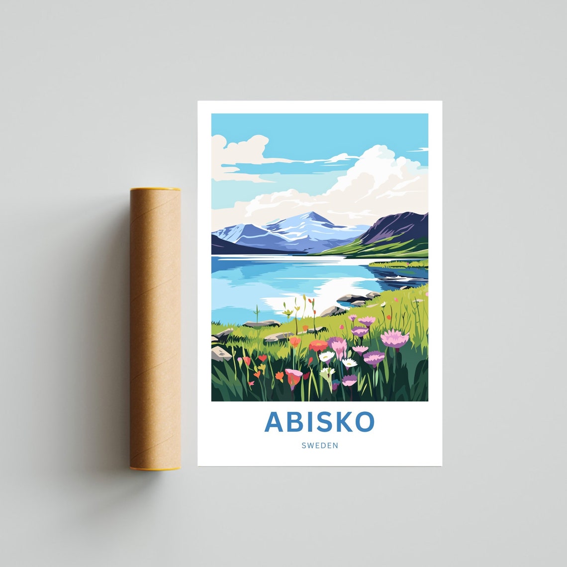 Abisko Sweden Mountain Lake Reflection Wildflower Meadow Poster - Image 4