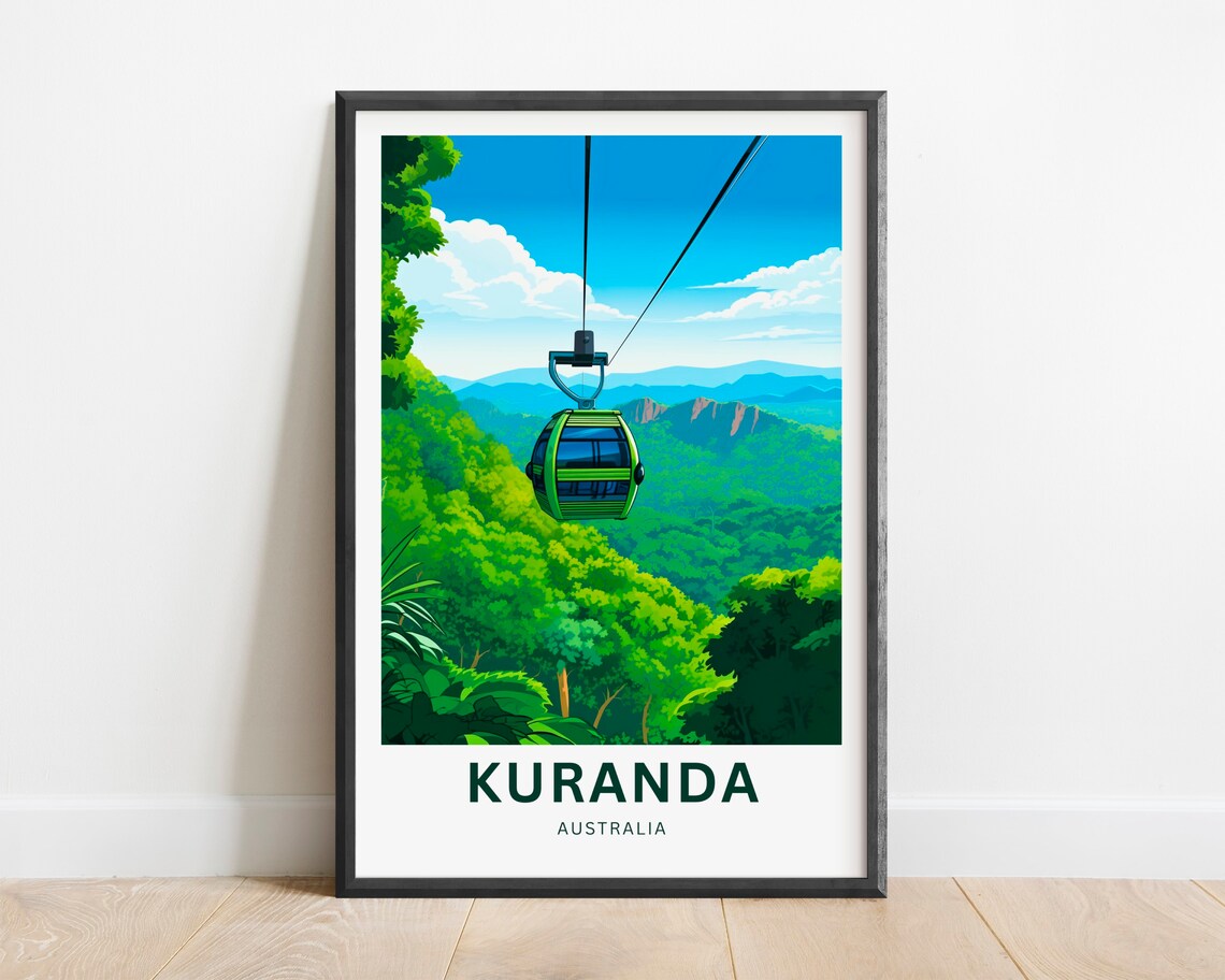 Kuranda Australia Green Gondola Ride Vintage Travel Poster Gift