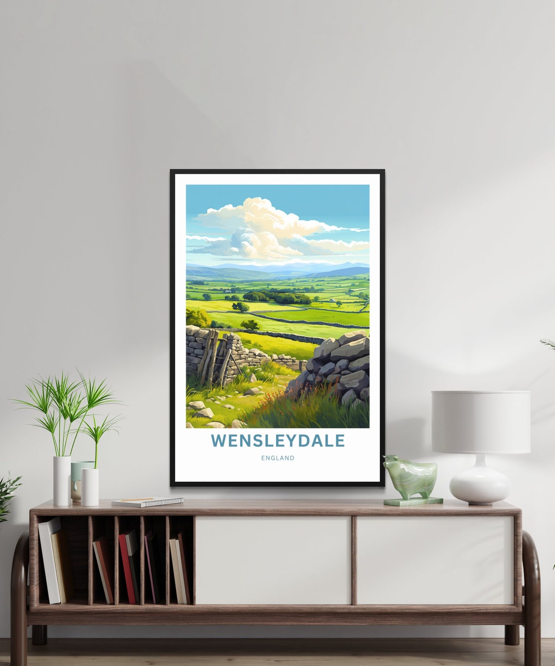 Wensleydale England Personalized Dry Stone Wall Meadow Poster - Image 2
