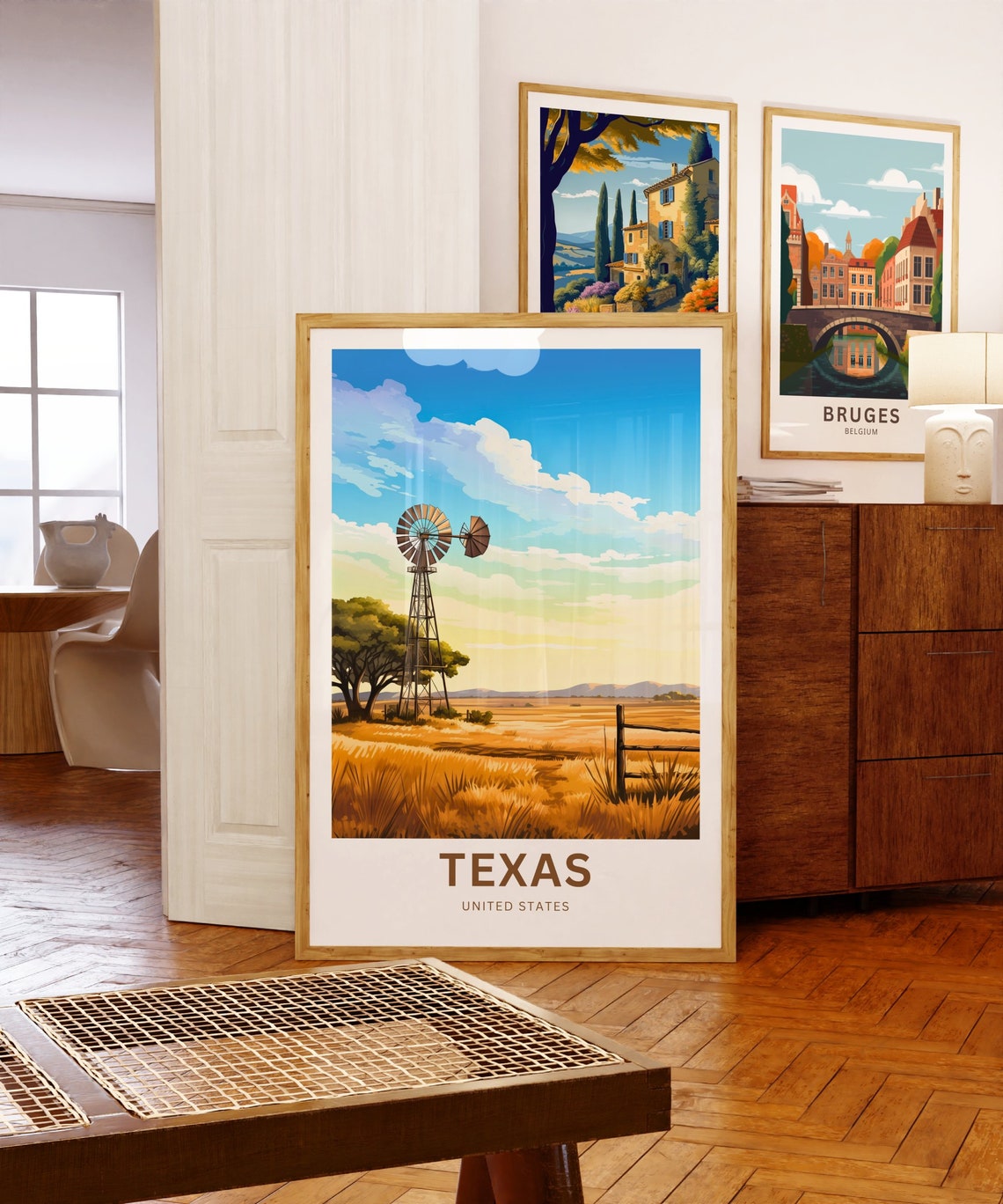 Texas Windmill Ranch Prairie Scene Personalized Custom Text Poster - Image 5