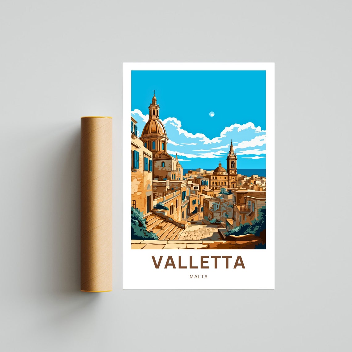 Personalized Valletta Malta Old Town Domes Street Scene Poster - Image 4