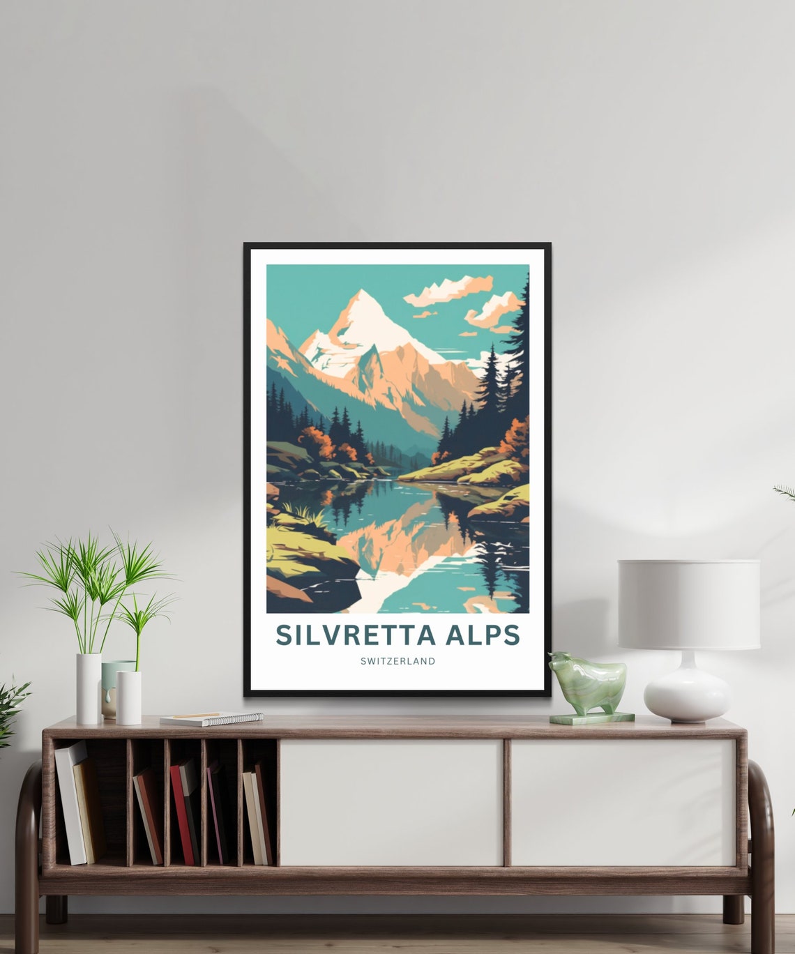 Silvretta Alps Switzerland Mountain Lake Reflection Art Poster - Image 2