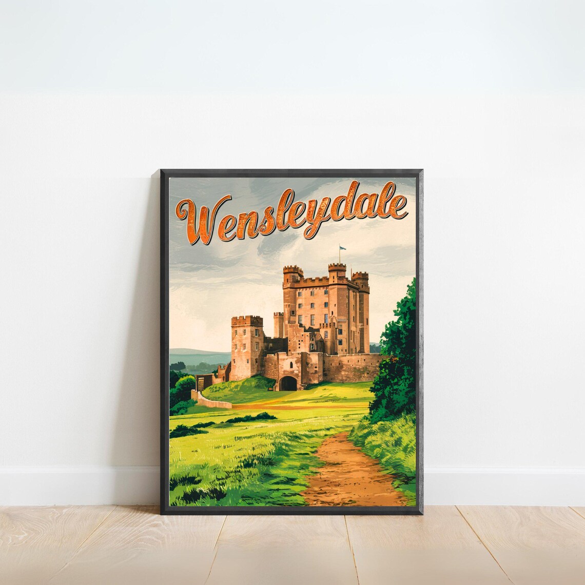 Wensleydale England Castle Countryside Vintage Travel Poster