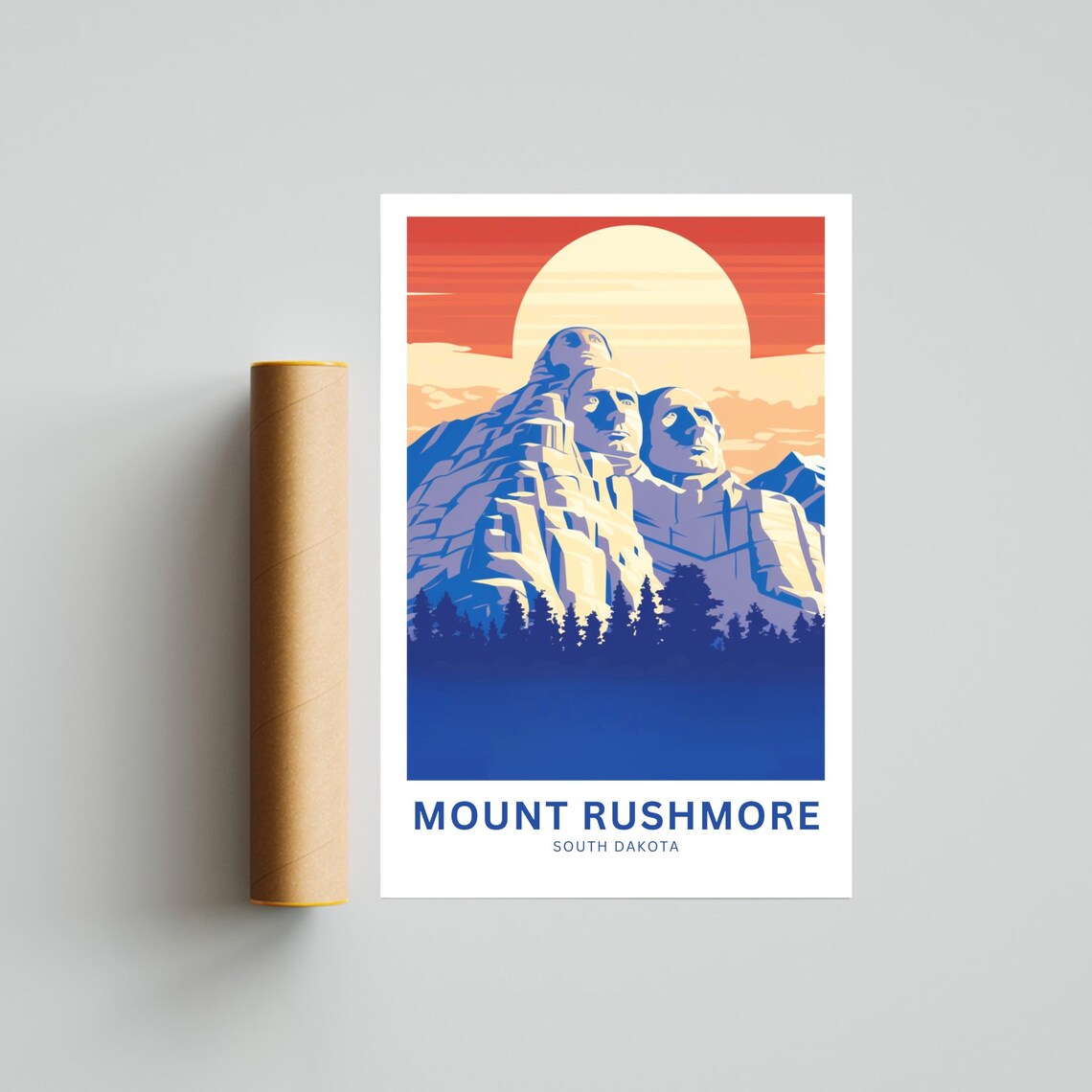 Mount Rushmore South Dakota Sunset Skyline Travel Art Poster - Image 4