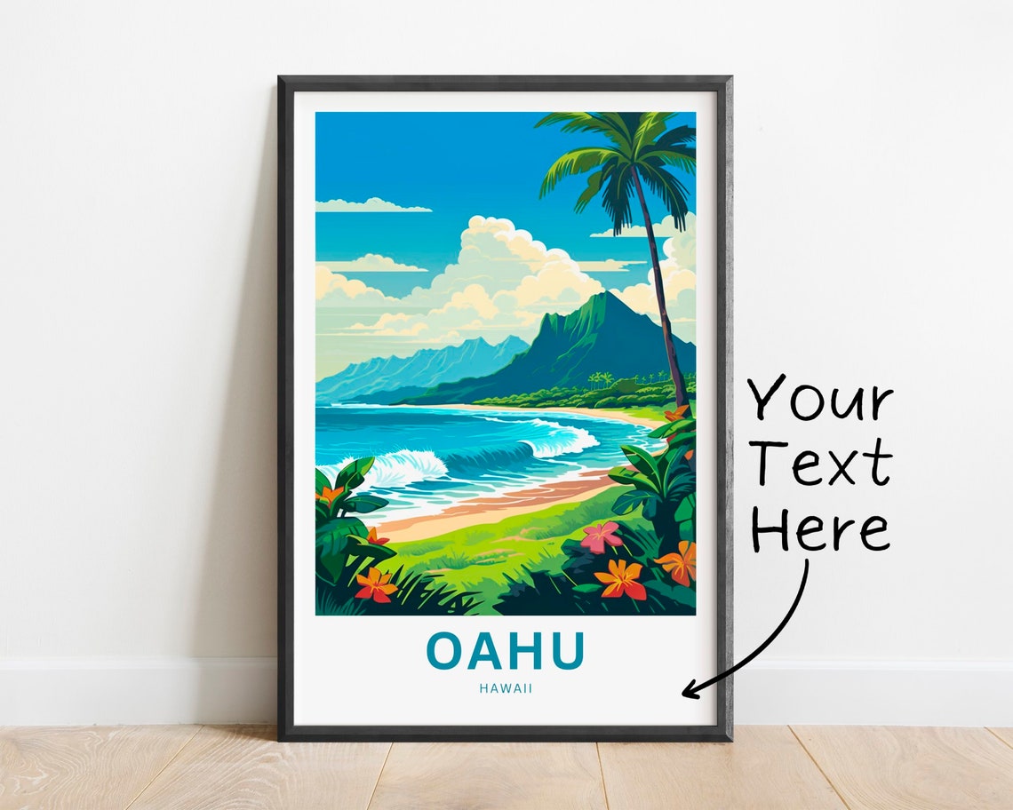 Personalized Oahu Hawaii Tropical Beach Palm Trees View Poster