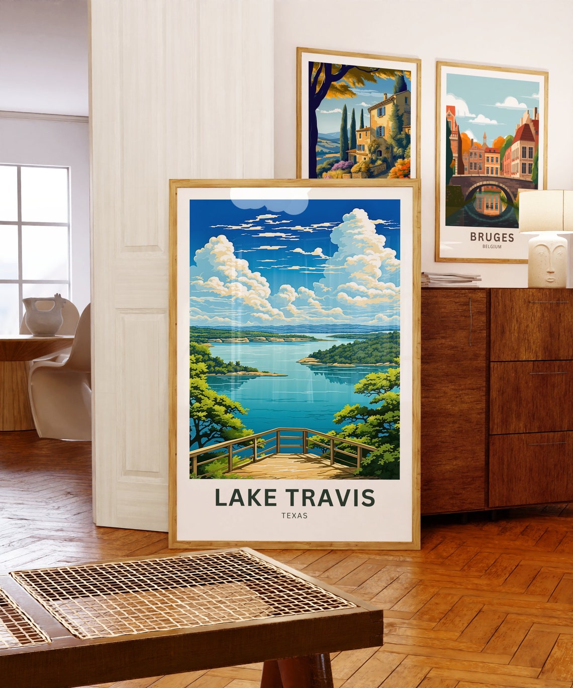 Lake Travis Texas Lakeside Overlook Deck Personalized Travel Poster - Image 5