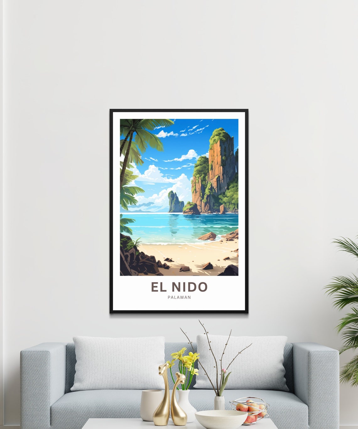 El Nido Palawan Limestone Cliffs Tropical Beach Scene Poster - Image 3