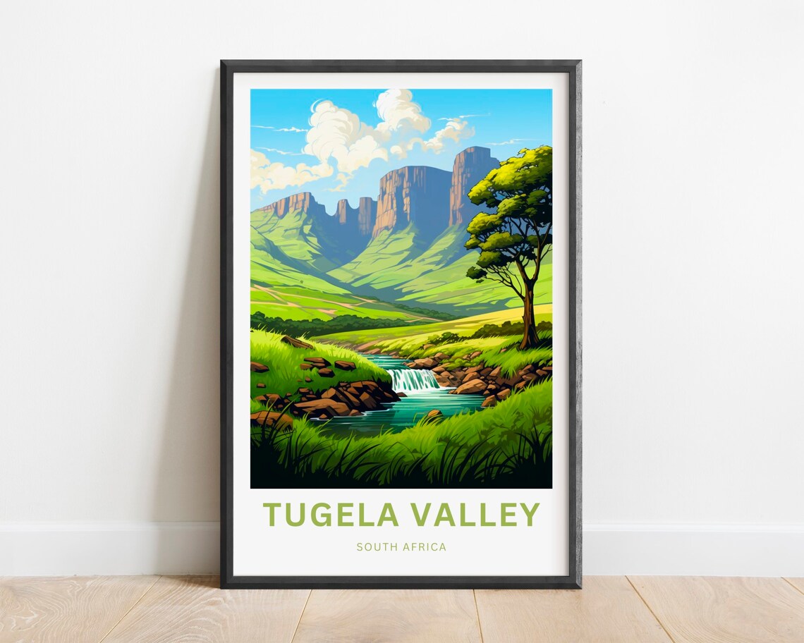 Tugela Valley South Africa Waterfall Stream River Gorge Travel Poster