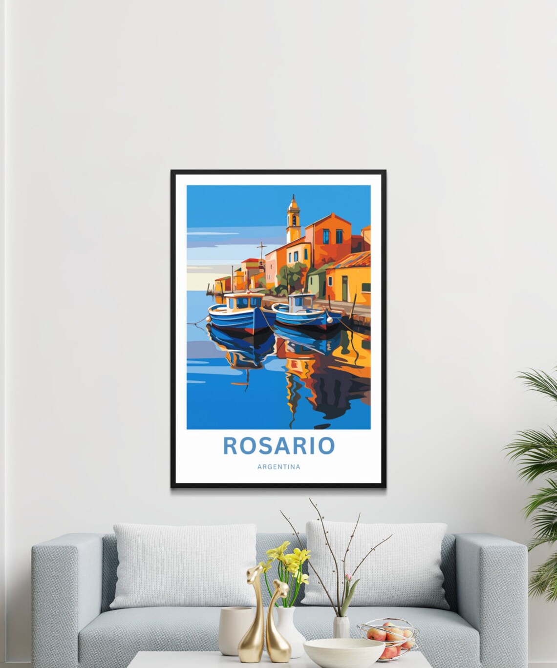 Rosario Argentina Harbor Boats Colorful Waterfront Travel Poster - Image 3