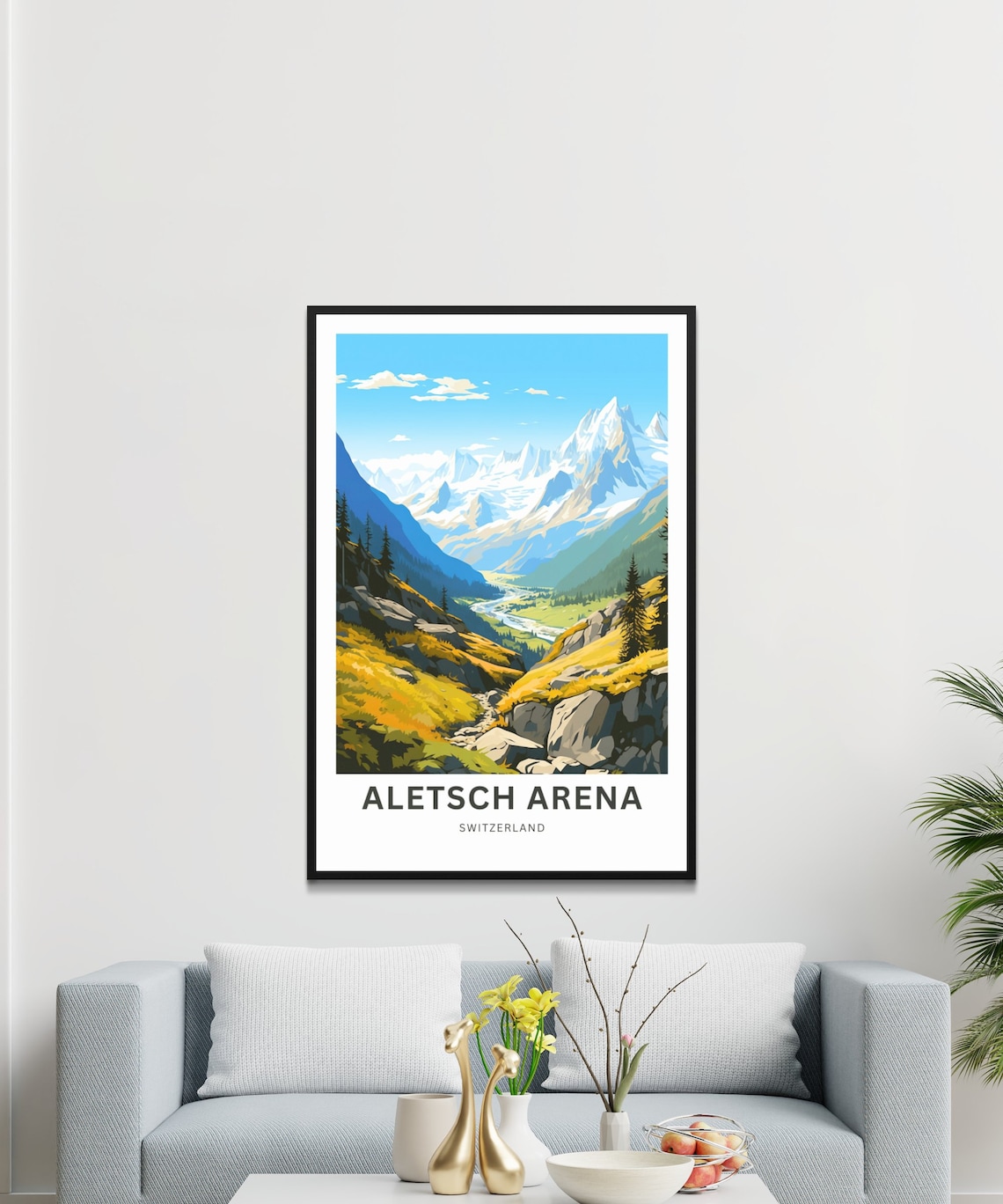 Aletsch Arena Switzerland Alpine Glacier Valley Summer Poster - Image 3